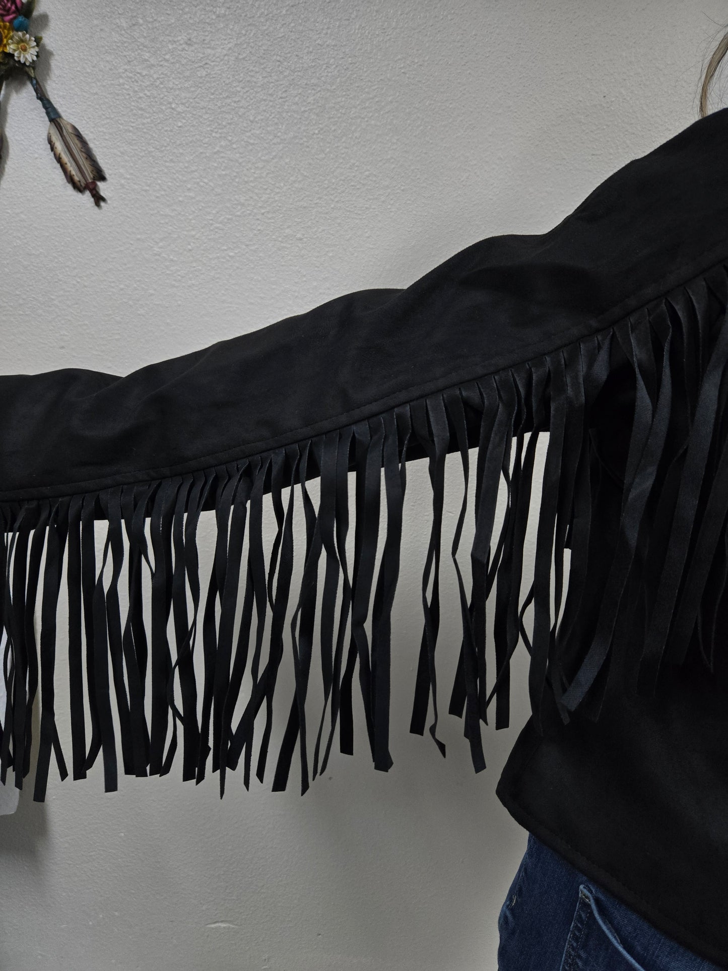 El General Womens Suede Fringe Jacket Chamarra