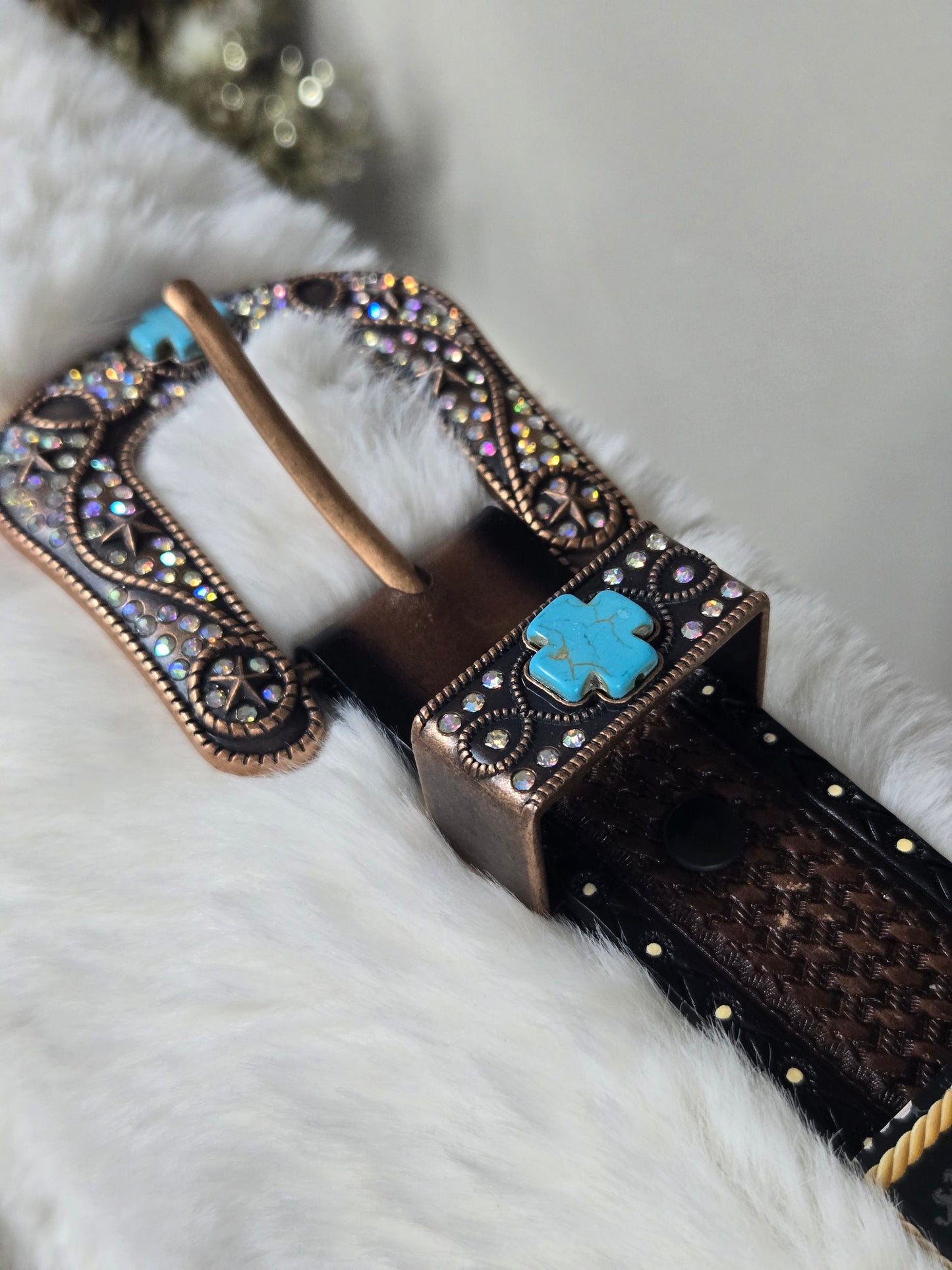 Tony Dillaz Womens Jeweled Ladder Style Leather Belt