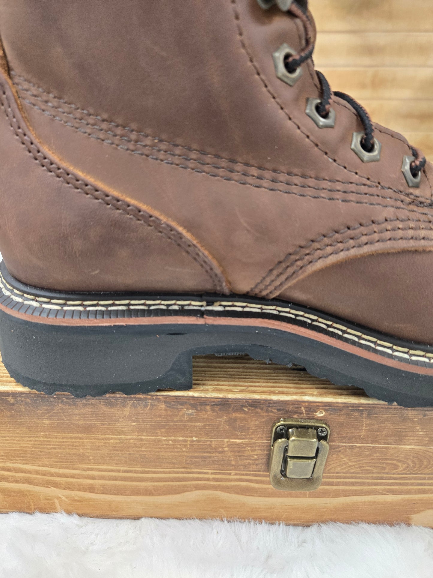 Bonanza Mens Rancher Grit 8" Square Toe Work Boot