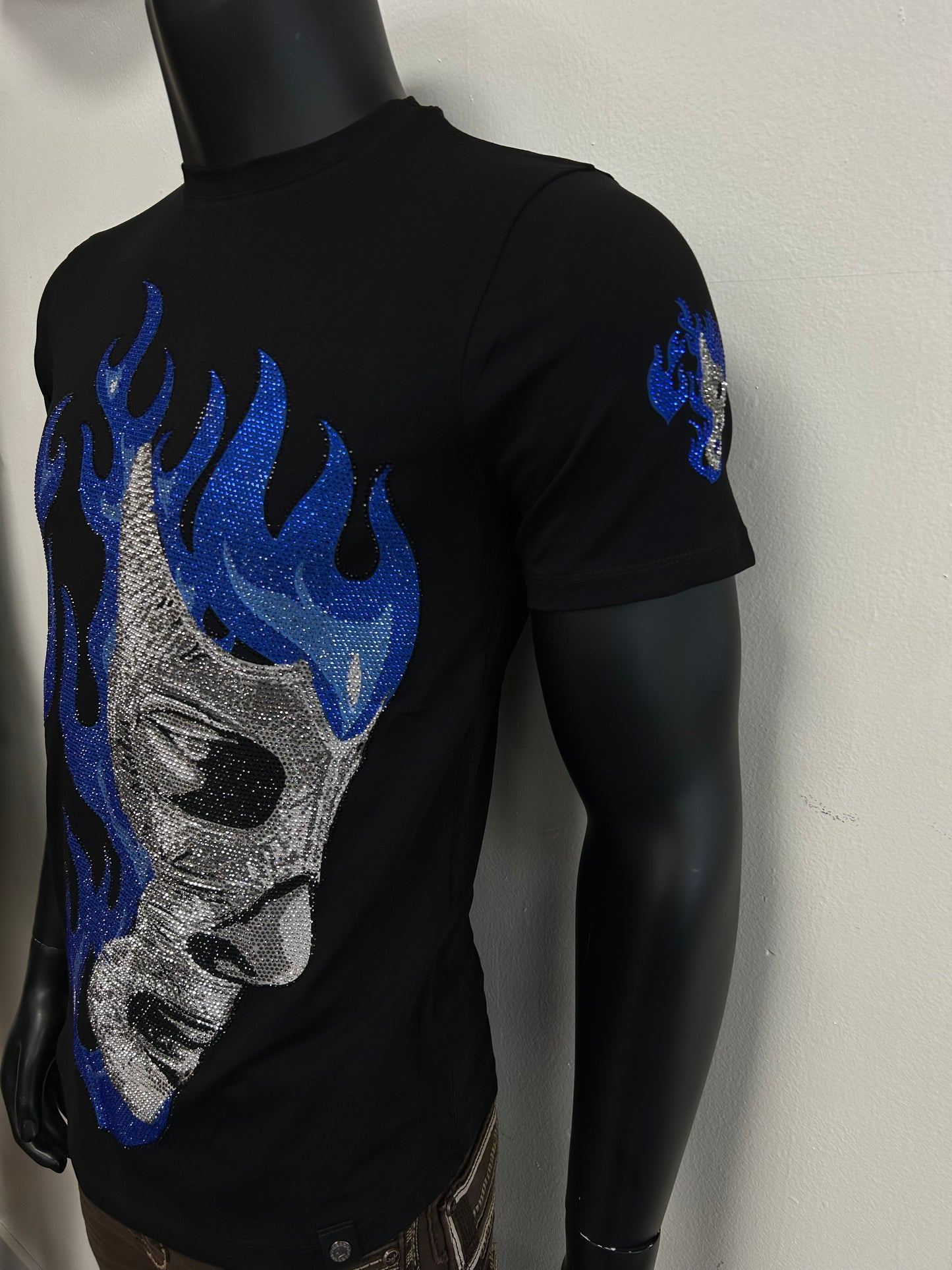 Mens Luchador Slim Fit Rhinestone Tshirt