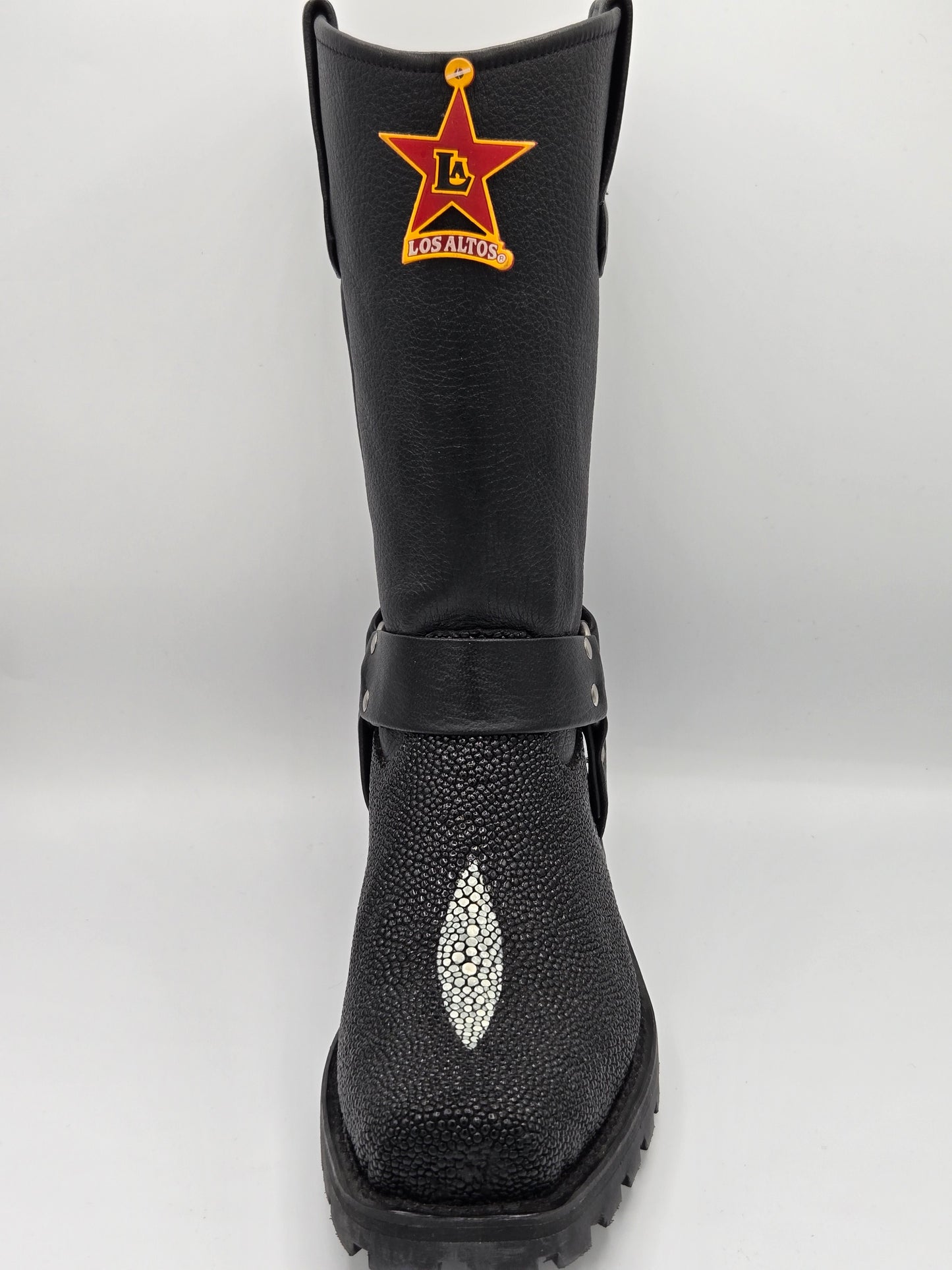 Los Altos Mens Stingray Biker Boot - Black