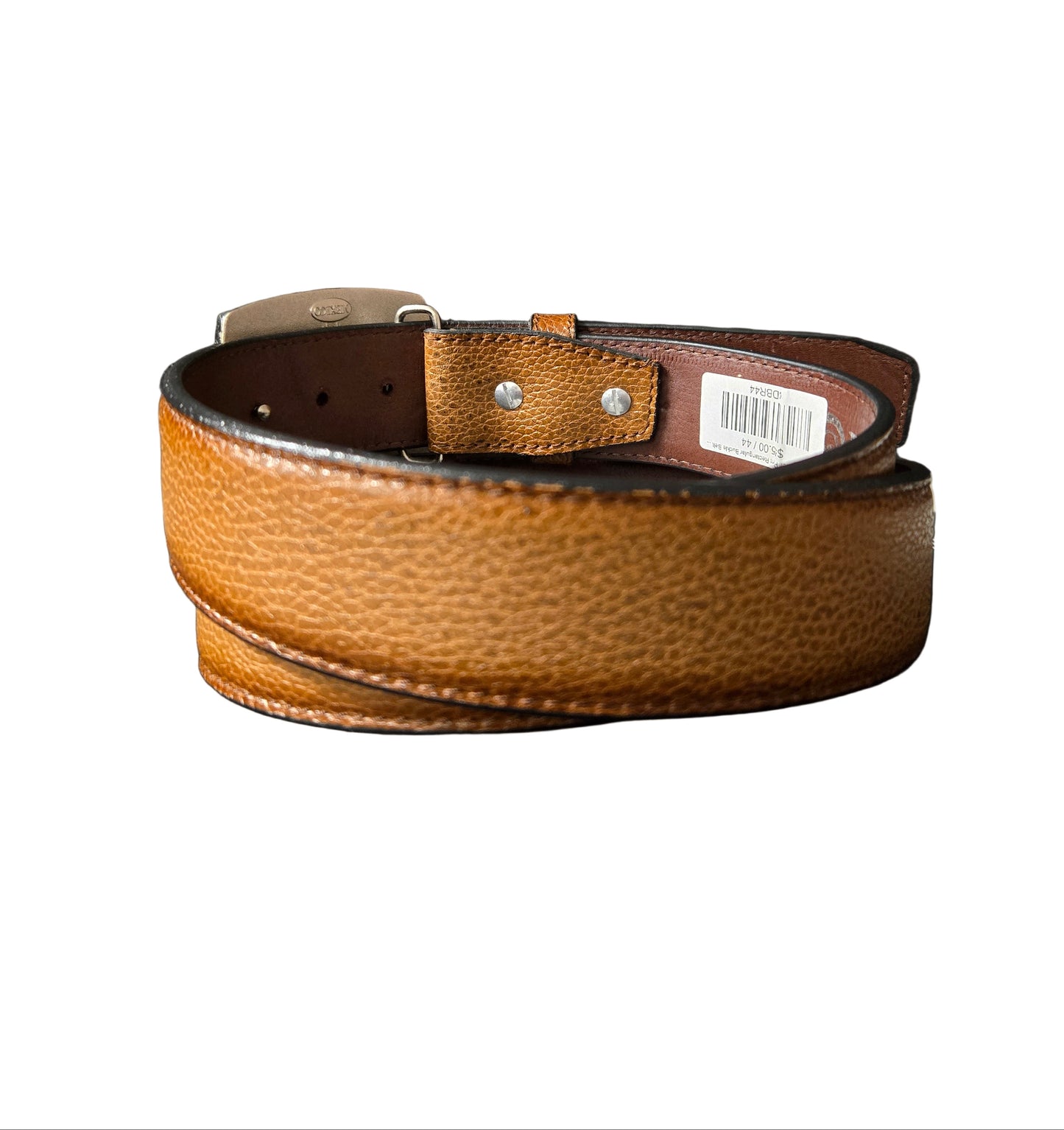 Del Cesar Deer Print Rectangular Buckle Belt - Honey