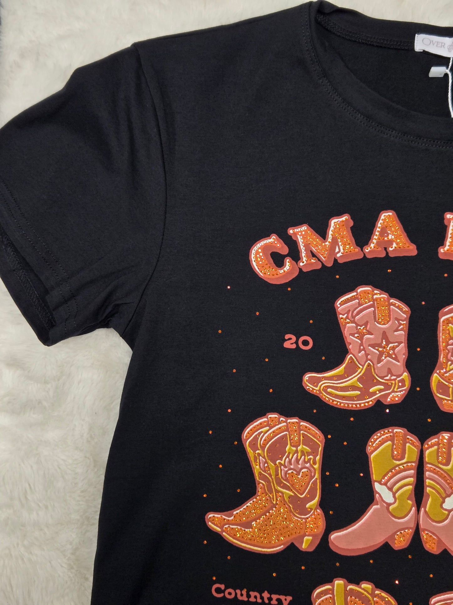 Womens Country Music Fest Rhinestone Boot TShirt