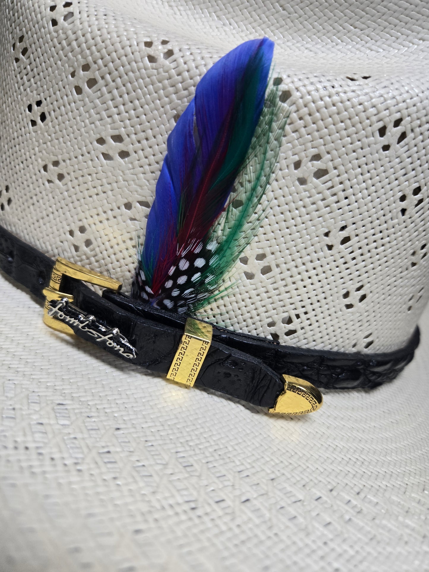 Tombstone 100x Roper Flower Shantung w/ Genuine Caiman Hatband