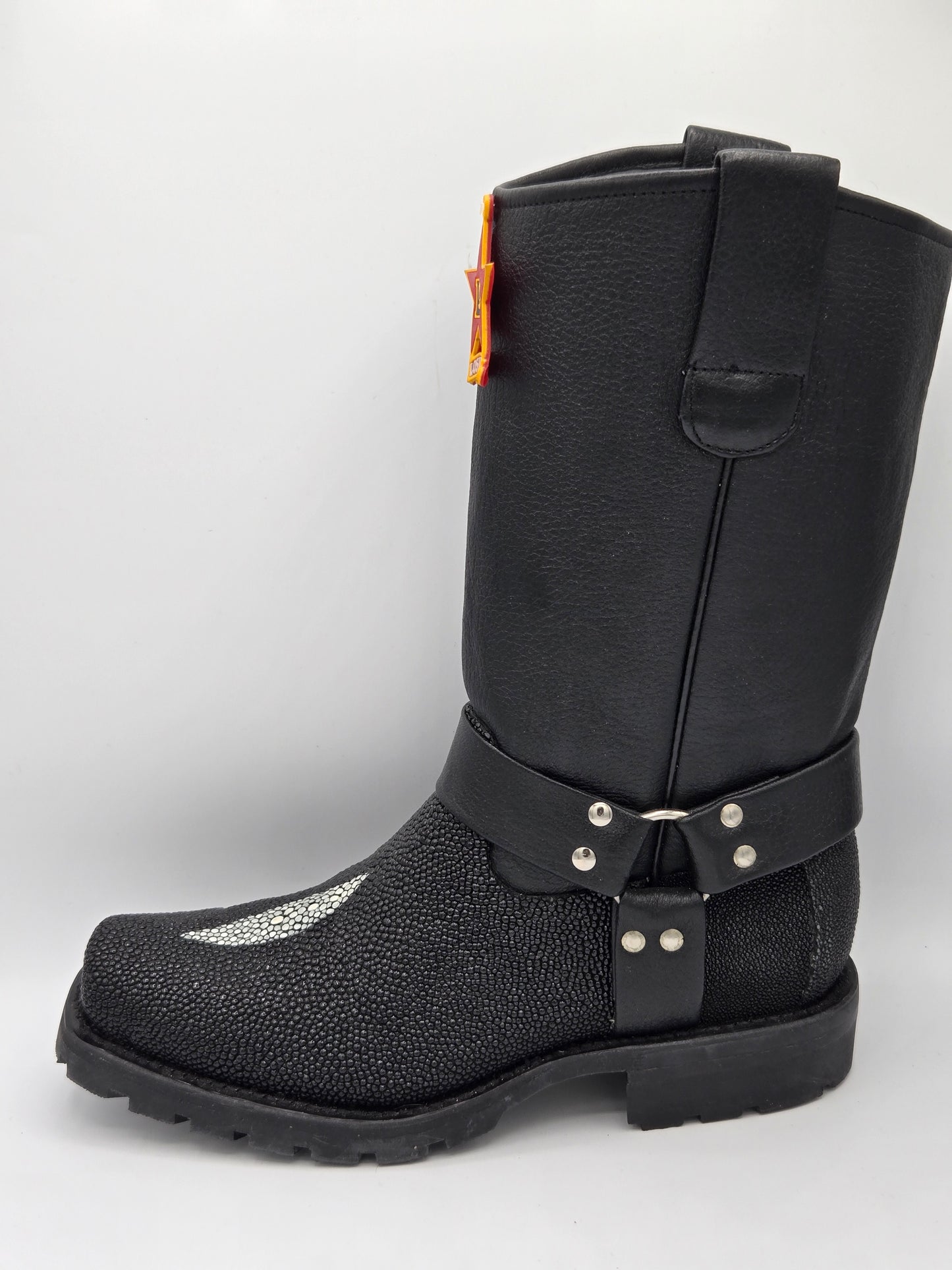 Los Altos Mens Stingray Biker Boot - Black