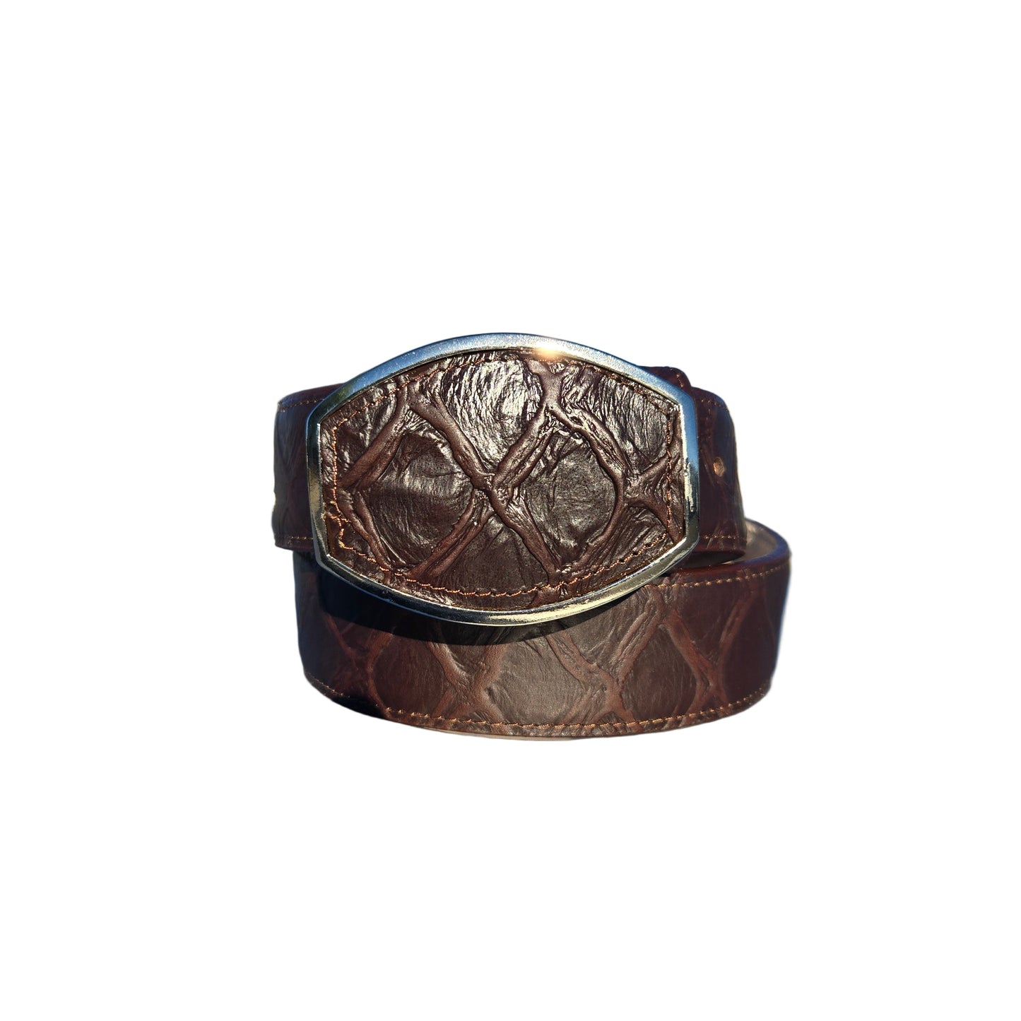 Denver Pirarucu Print Belt - Brown
