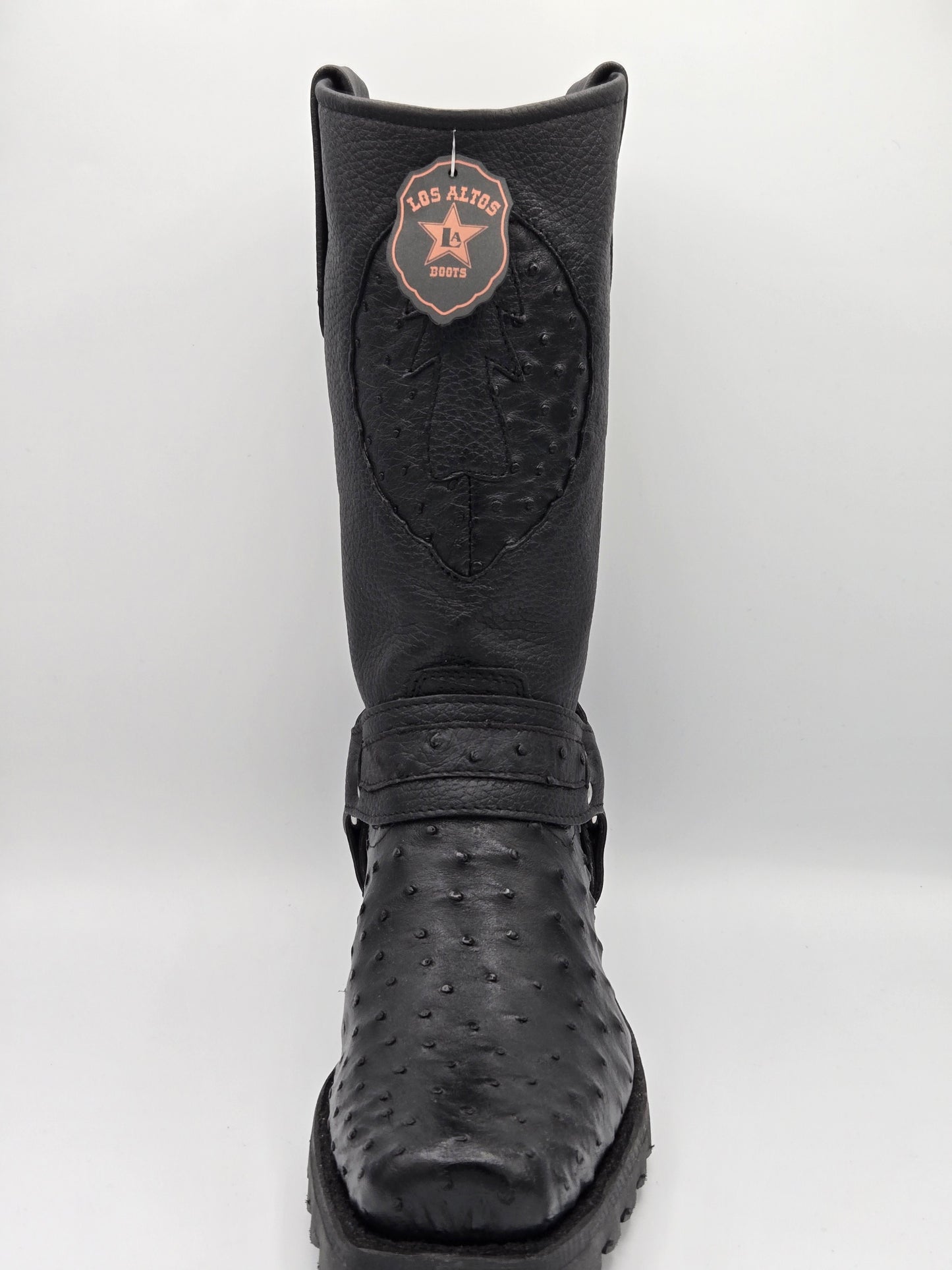 Los Altos Mens Ostrich BÍker Boot - Black