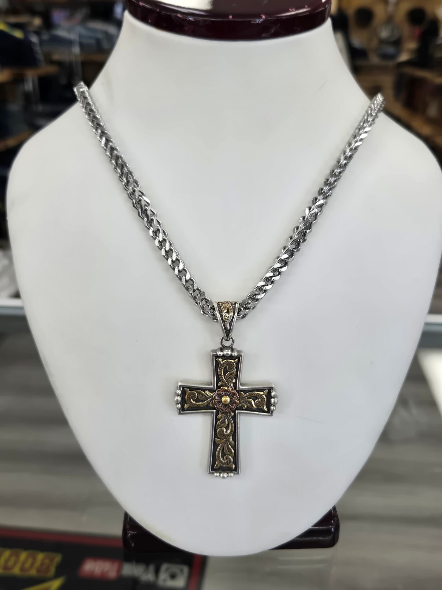 Twister Antique Cross Necklace
