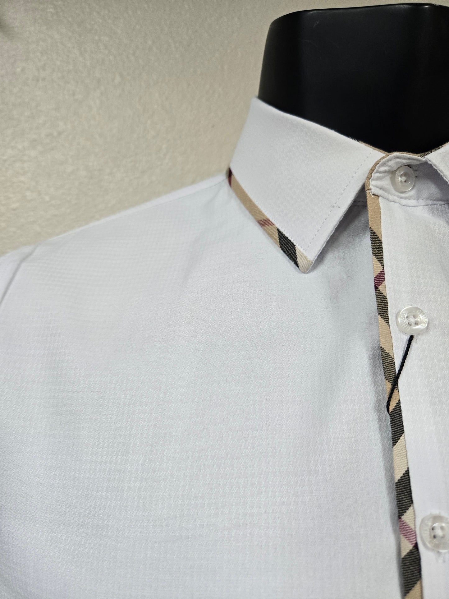 Mens Plaid Neck Button Down Shirt - Black, White