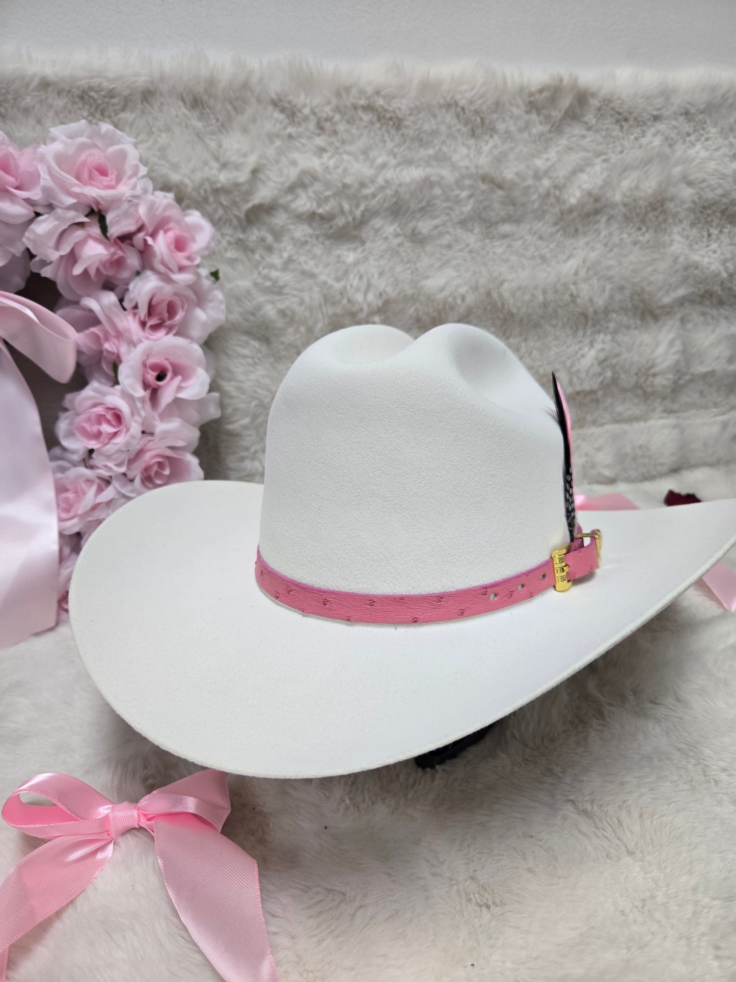 Fresita Wool Felt Texana - Winter White/Pink