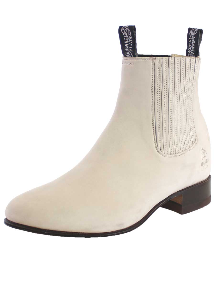 El Canelo Mens Suede Charro Boot - Bone