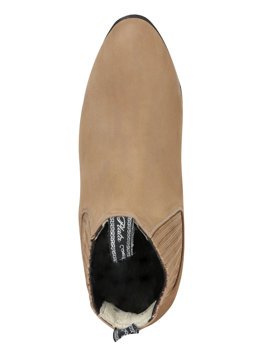 El Canelo Mens Nobuck Charro Boot - Beige