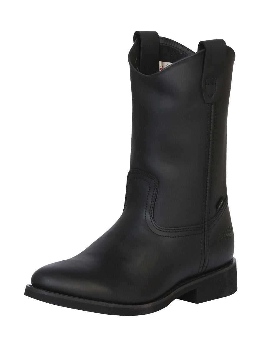 Establo Mens Work Boot Leather Grasso -  Black 311