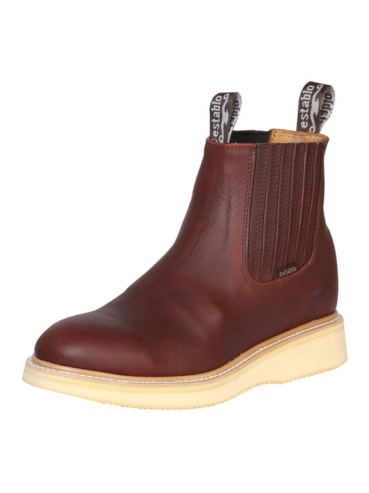 Establo Mens Pull-On Work Ankle Boot Grasso Leather - Shedron 321
