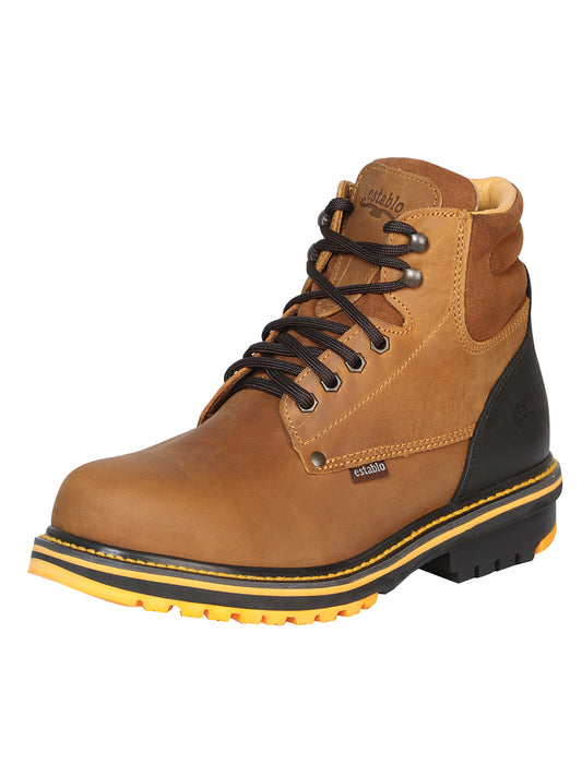 Establo Mens Lace-Up Work Ankle Boot - Mango/Black 13359