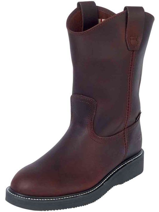 Establo Mens Wellington Work Boot Grasso Leather - Wine 24962