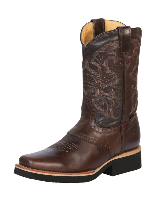 Establo Mens Rodeo Work Boot Rustic Leather - Brown Dallas 33557