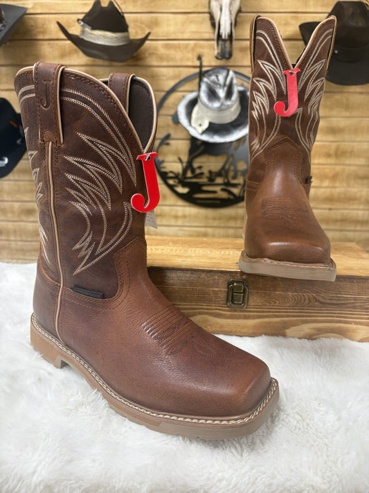 Justin Mens Driller Pecan Brown Water Buffalo Boots