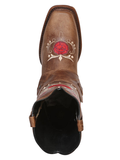 El General Womens Embroidered Roses Rodeo Boot - Rustic Tang