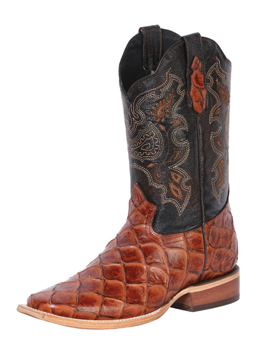 El General Mens Printed Pirarucu Rodeo Boot - Cognac 41793