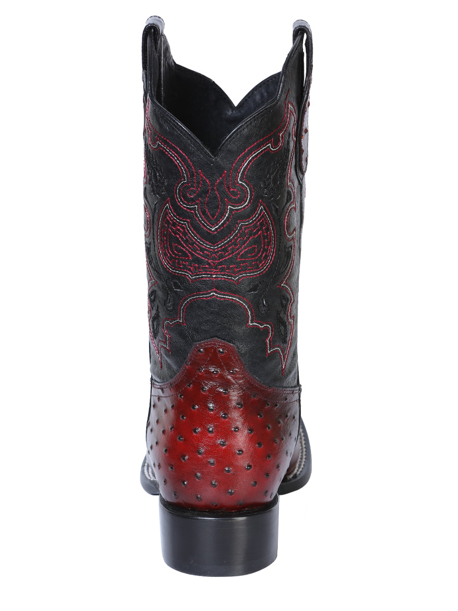 El General Printed Ostrich Rodeo Boot - Black Cherry 41901