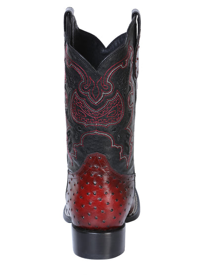El General Printed Ostrich Rodeo Boot - Black Cherry 41901
