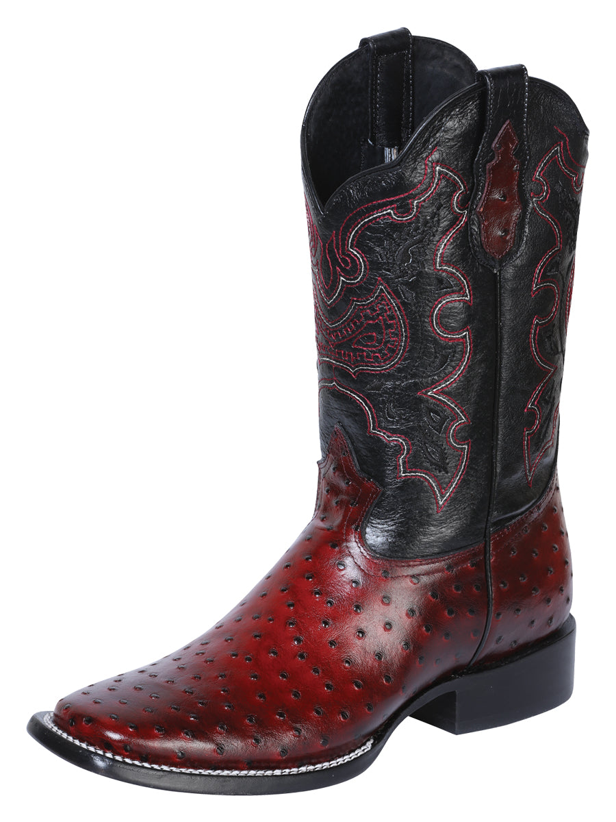 El General Printed Ostrich Rodeo Boot - Black Cherry 41901