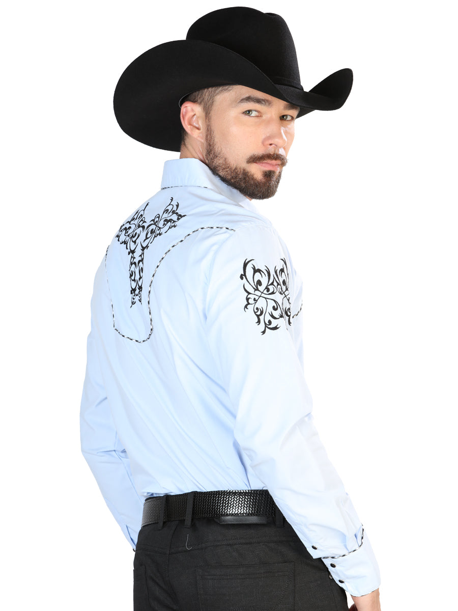 El General Mens Embroidery Western Shirt (Blue/Black) 42887