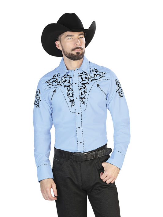El General Mens Embroidery Western Shirt (Blue/Black) 42887