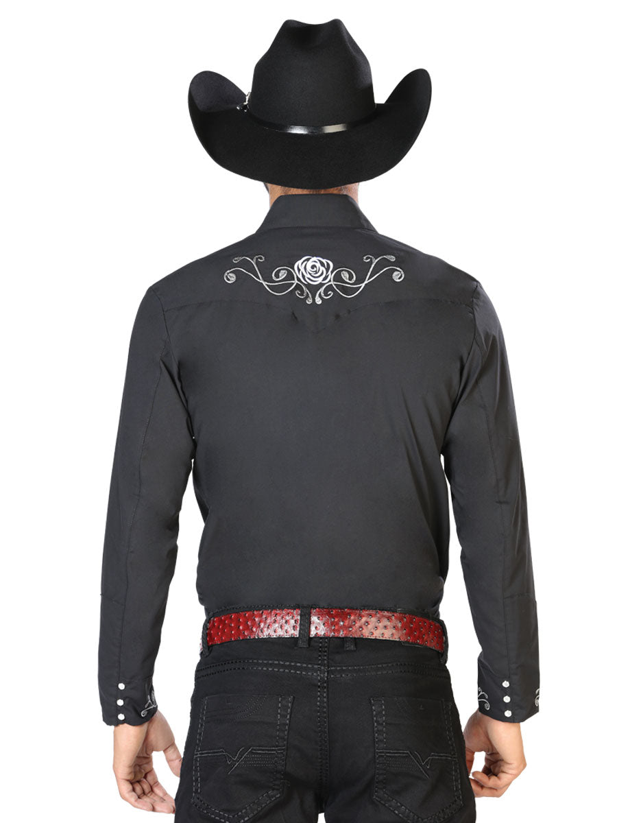 El General Mens Embroidery Western Shirt (Black/White) 42937
