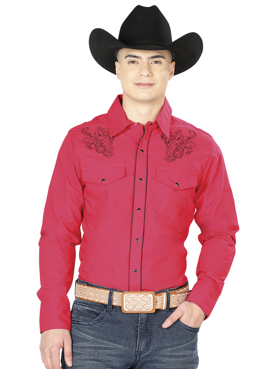 Senor de Los Cielos Mens Western Long Sleeve Shirt - Red