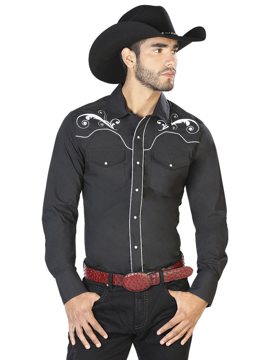 Señor de los Cielos Mens Embroidery Shirt - Black/White