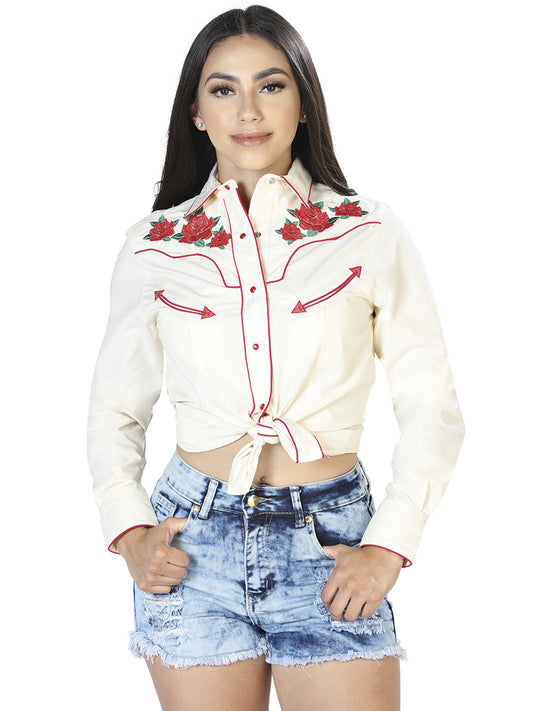 Senor De los Cielos Womens Long Sleeve Western Shirt (Beige)
