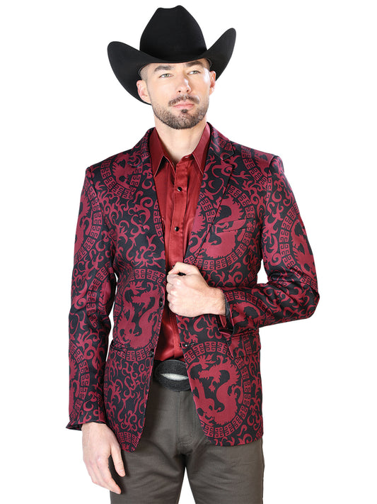 Senor De Los Cielos Mens Dragon Print Blazer- Lycra Black