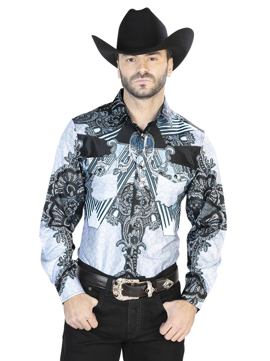 Senor De Los Cielos Mens Casual Long Sleeve Shirt (Black Gray)