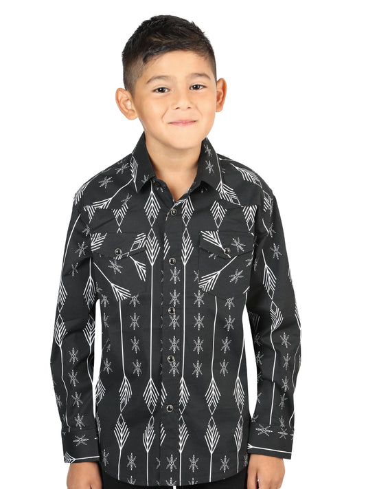 Senor De Los Cielos Kids Casual Long-Sleeve Shirt - Black/White