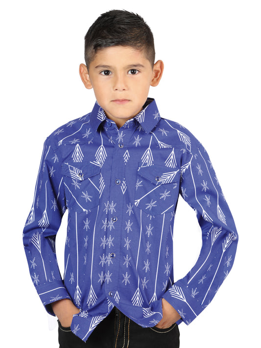 Senor De Los Cielos Kids Casual Long-Sleeve Shirt  - Blue/White