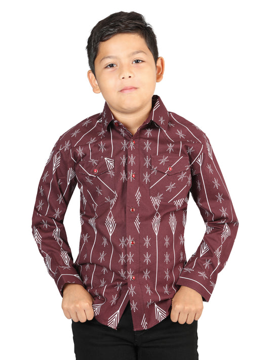 Senor De Los Cielos Kids Casual Long-Sleeve Shirt - Burgundy