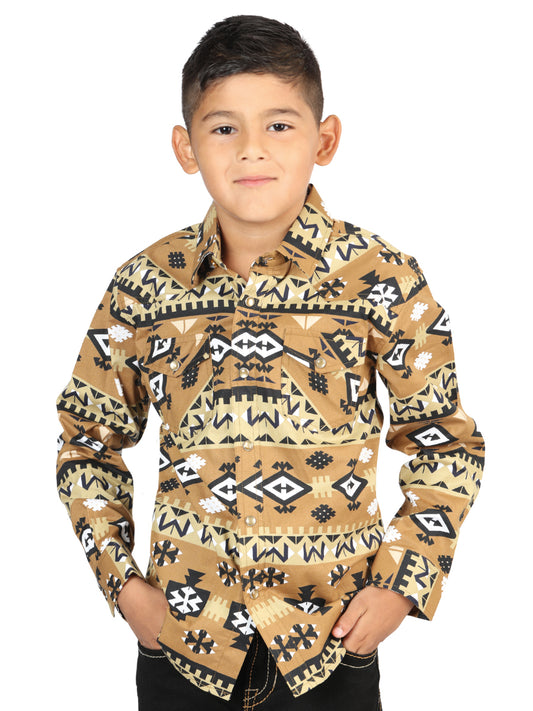 Senor De Los Cielos Kids Casual Long-Sleeve Shirt- Mustard