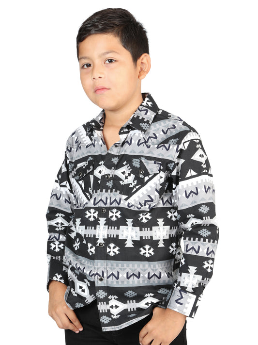 Senor De Los Cielos Kids Casual Long-Sleeve Shirt-  Black/White