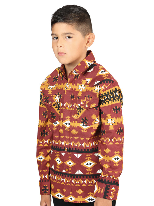 Senor De los Cielos Kids Casual Long-Sleeve Shirt - Brick