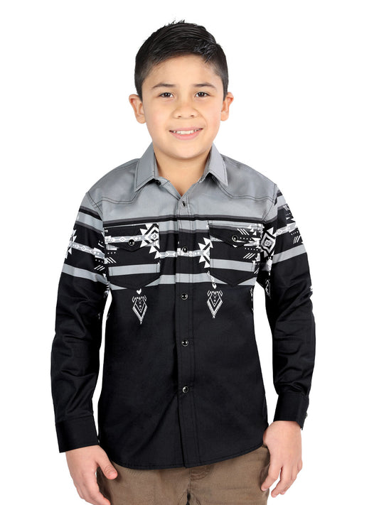 Senor De Los Cielos Kids Casual Long-Sleeve Shirt by - Black/Grey