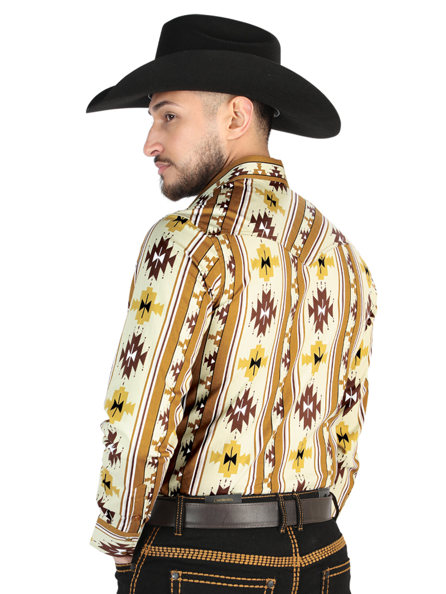 El General Mens Casual Long Sleeve Shirt - Taupe