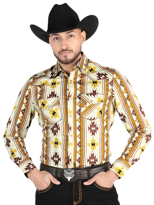 El General Mens Casual Long Sleeve Shirt - Taupe