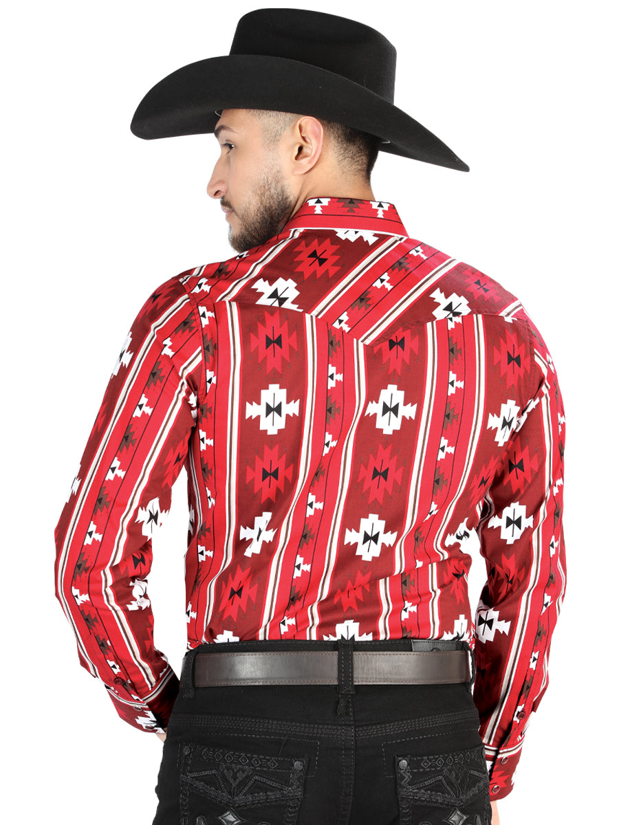 El General Mens Casual Long Sleeve Shirt - Red