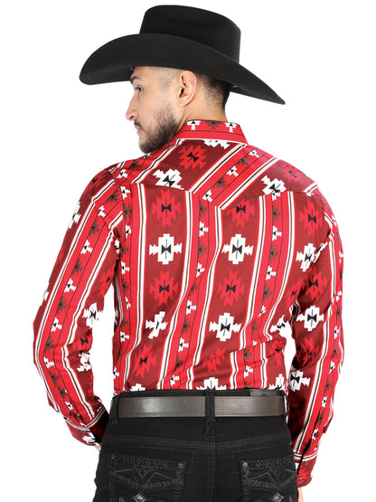 El General Mens Casual Long Sleeve Shirt - Red