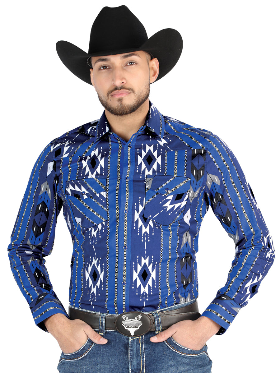 El General Mens Casual Long Sleeve Shirt - Blue