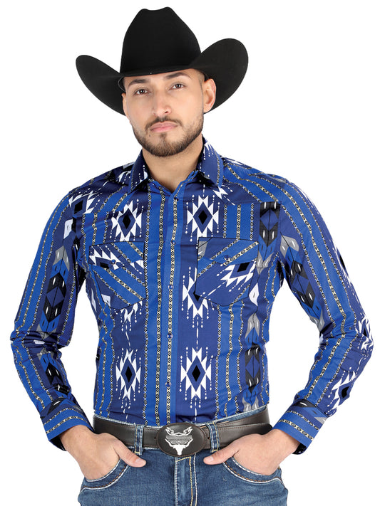 El General Mens Casual Long Sleeve Shirt - Blue