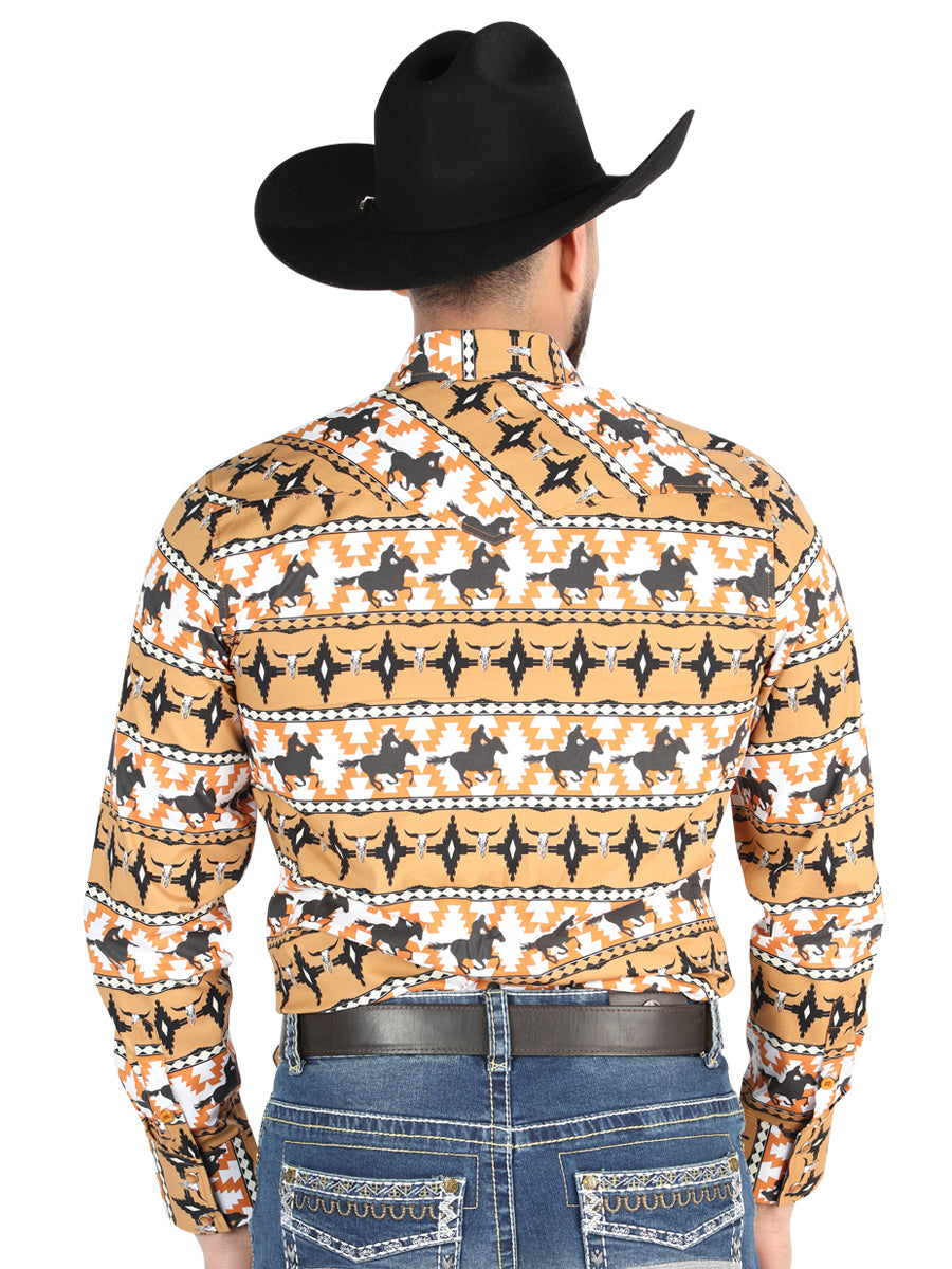 El General Mens Casual Long-Sleeve Shirt  - Taupe