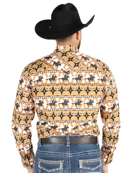 El General Mens Casual Long-Sleeve Shirt  - Taupe